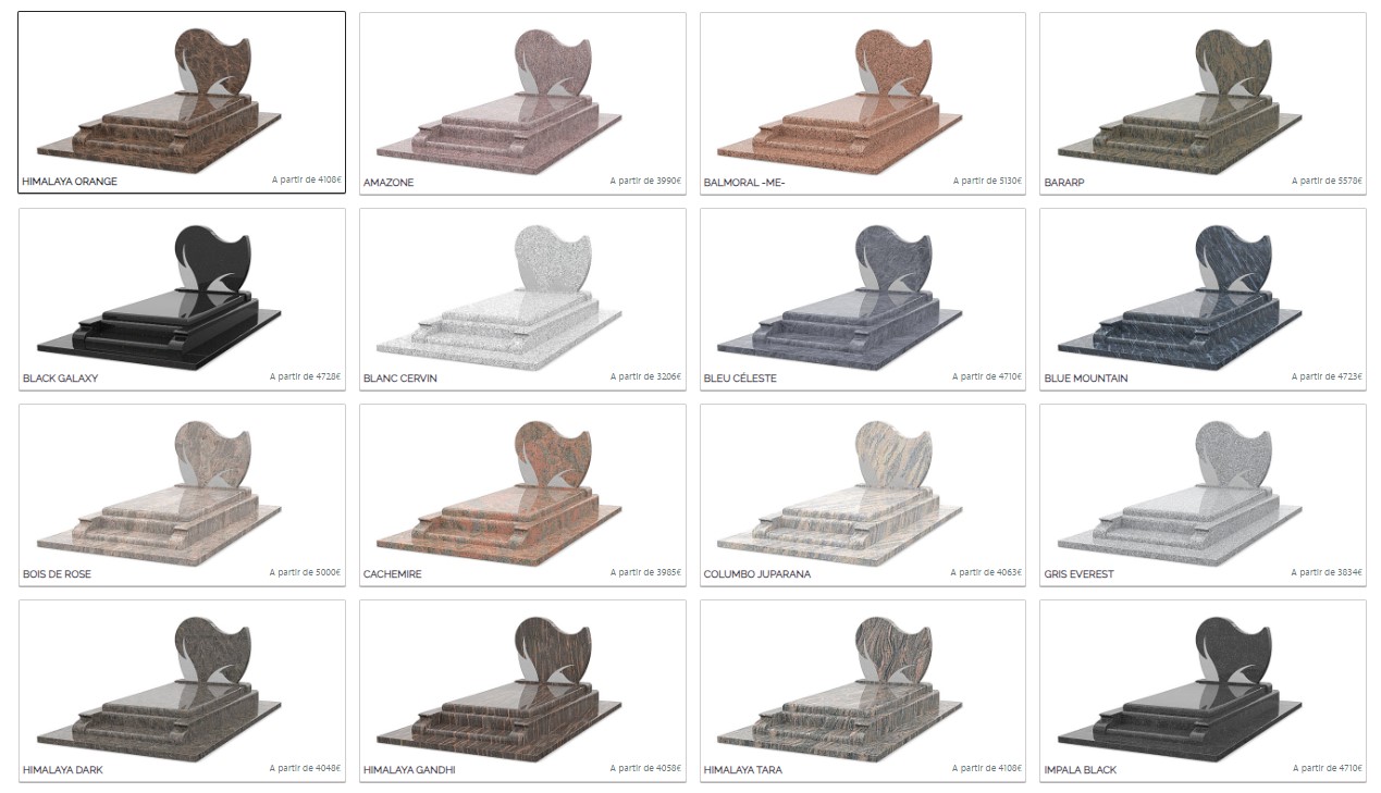Comparaison des prix des pierres tombales"