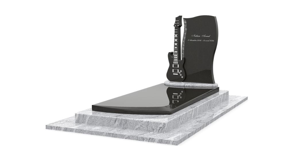 pierre tombale gpg granit creee sur mesure guitare