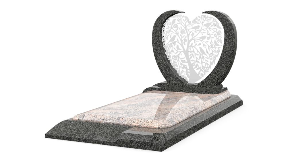 pierre tombale stele acier coeur et arbre